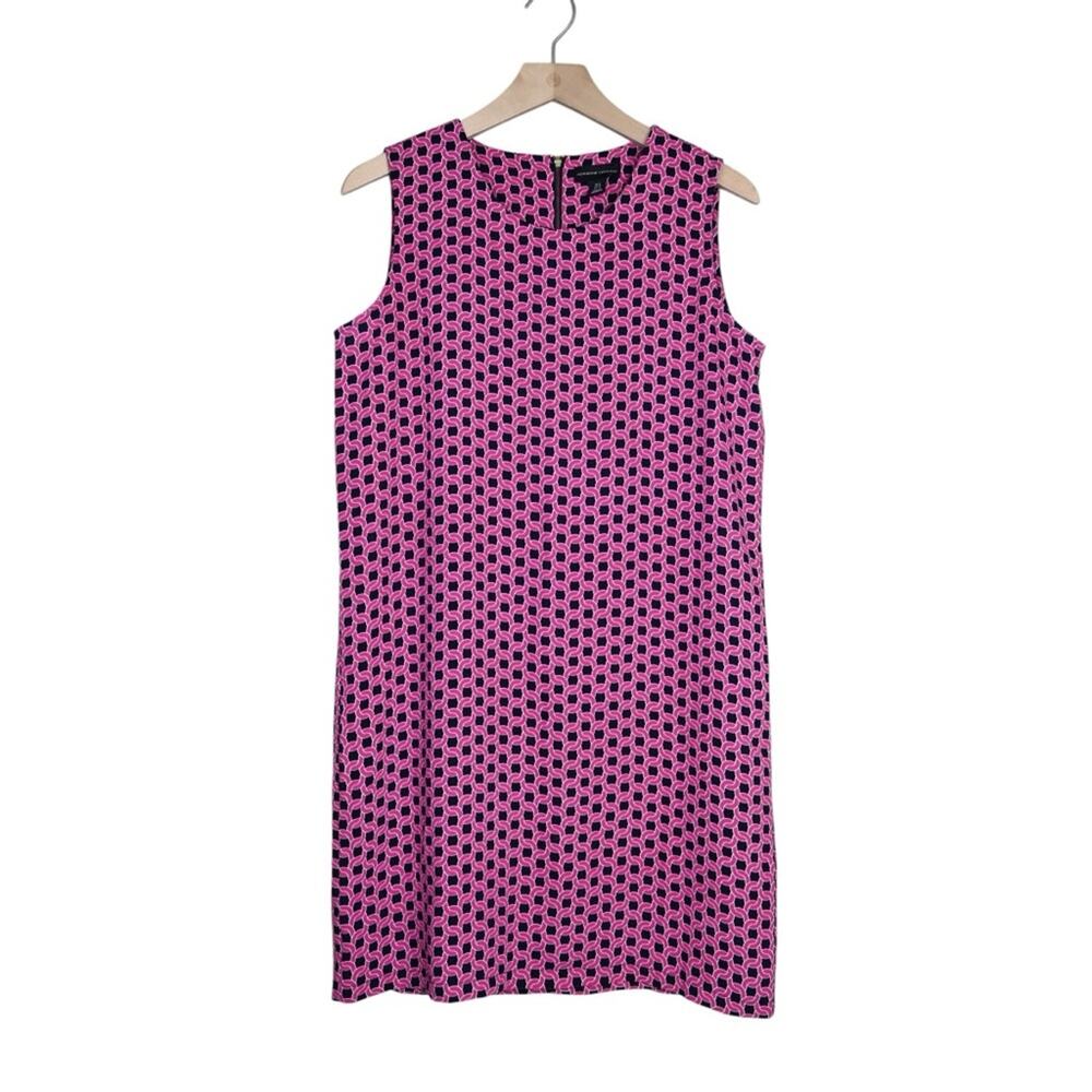 Adrienne Vittadini Women's 6 Chain Link/Knot Pattern Sleeveless Shift Dress